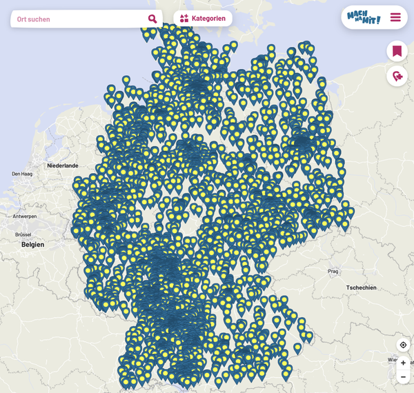 Mitmach-Karte von „MachMaMit! - Finde was deins ist" Screenshot der Mitmachkarte von der Website von "Machmamit! - Finde was deins ist"