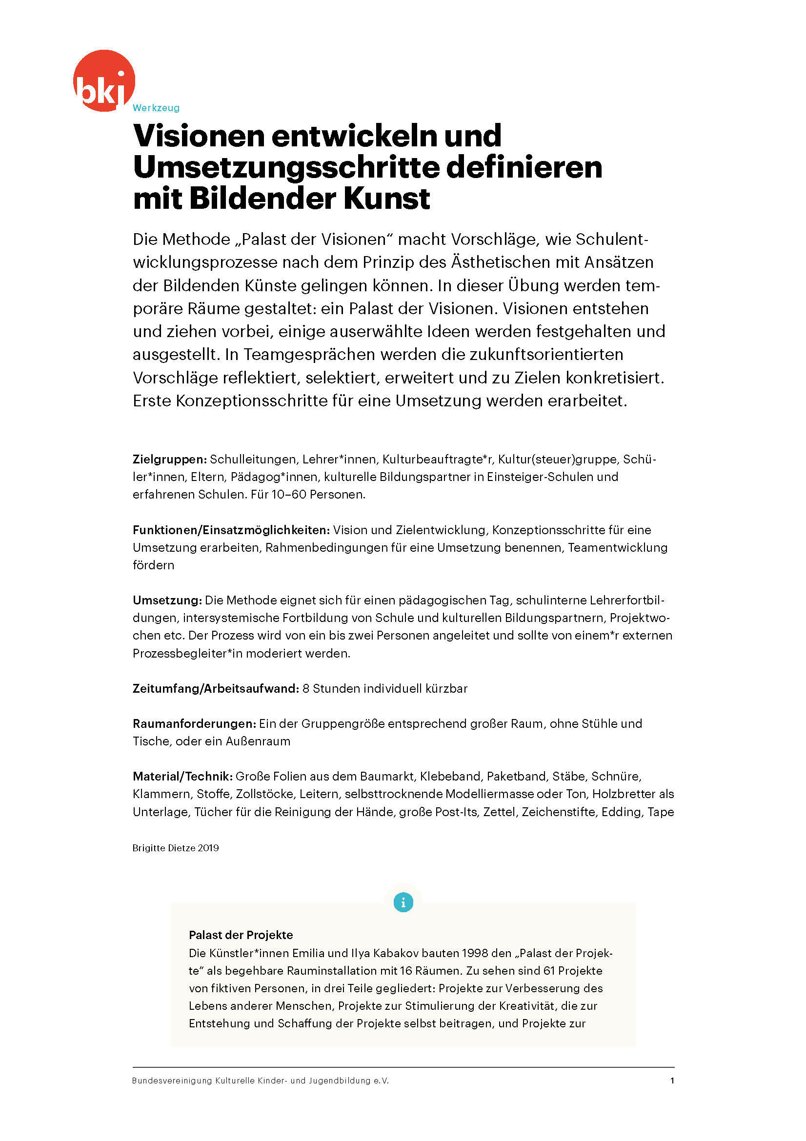 Titelbild Werkzeug Visionen entwickeln und Umsetzungsschritte definieren mit Bildender Kunst der BKJ Titelbild Werkzeug Visionen entwickeln und Umsetzungsschritte definieren mit Bildender Kunst der BKJ